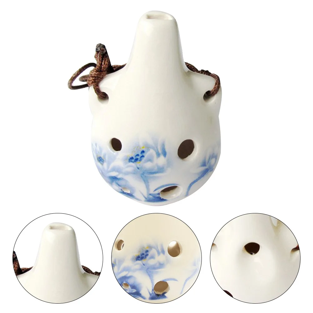 

Ceramic Flower 6-Hole Ocarina Beginner Practice Wind Instrument Easy to Play Musical Instrument for Beginner Ocarina