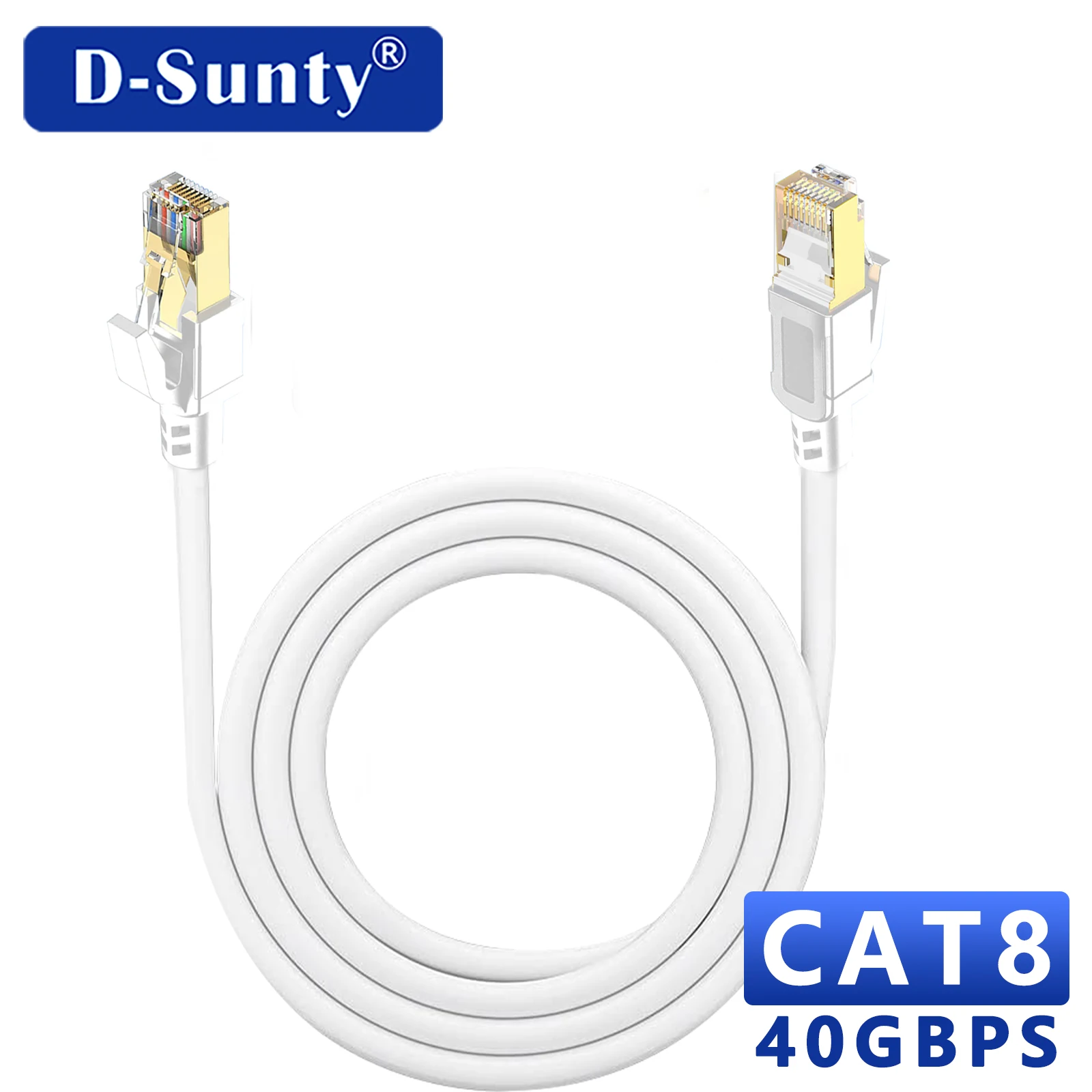 CAT8 Ethernet Cable High Speed 40Gbps 2000MHz RJ45 Patch Cord 5M 15M 30M for Router Modem PC Laptop Cable Ethernet CAT 8