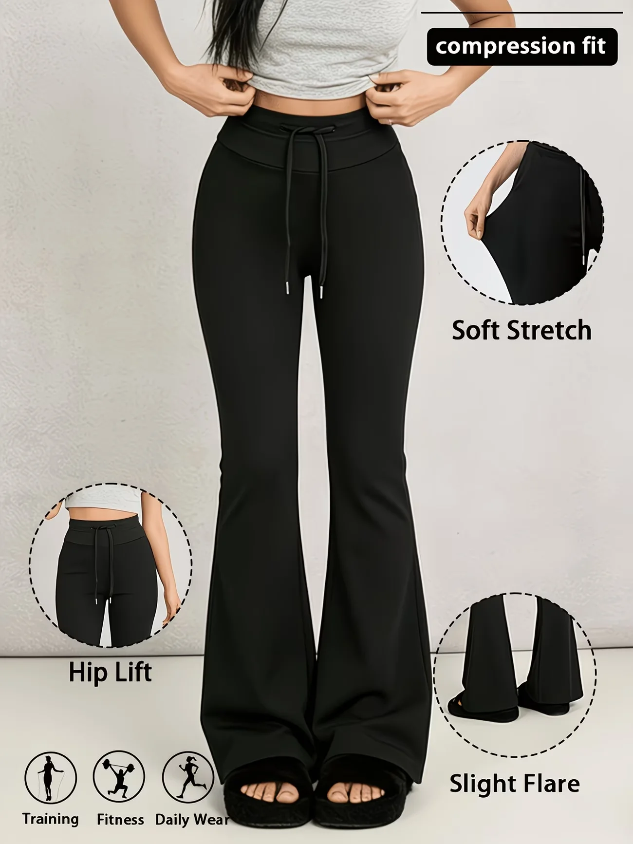 

Spring and summer new daily casual women's wear solid color, drawstring design, and can wear micro trousers at home and outside