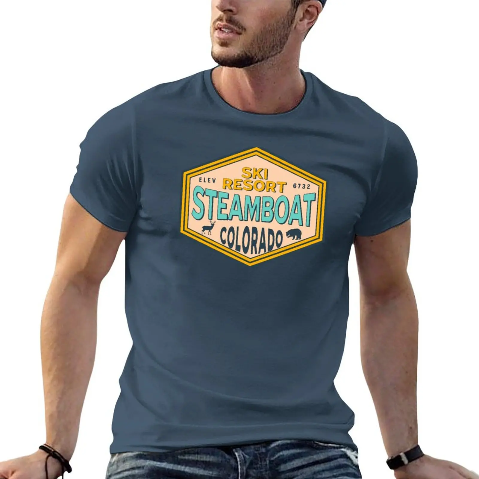 Steamboat springs - Colorado skiing resort T-shirt boys animal print cute tops mens t shirts pack