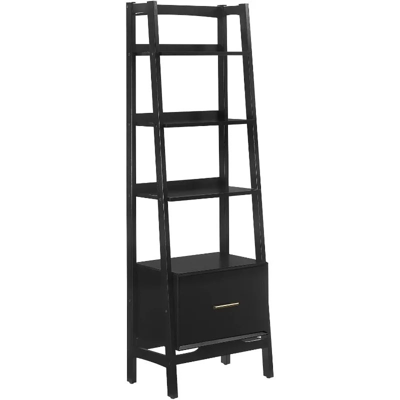 Small Wood  Bookcase 4-Tier Open Display Shelf Storage Rack Home Office Living Room 48 Inch, Customized