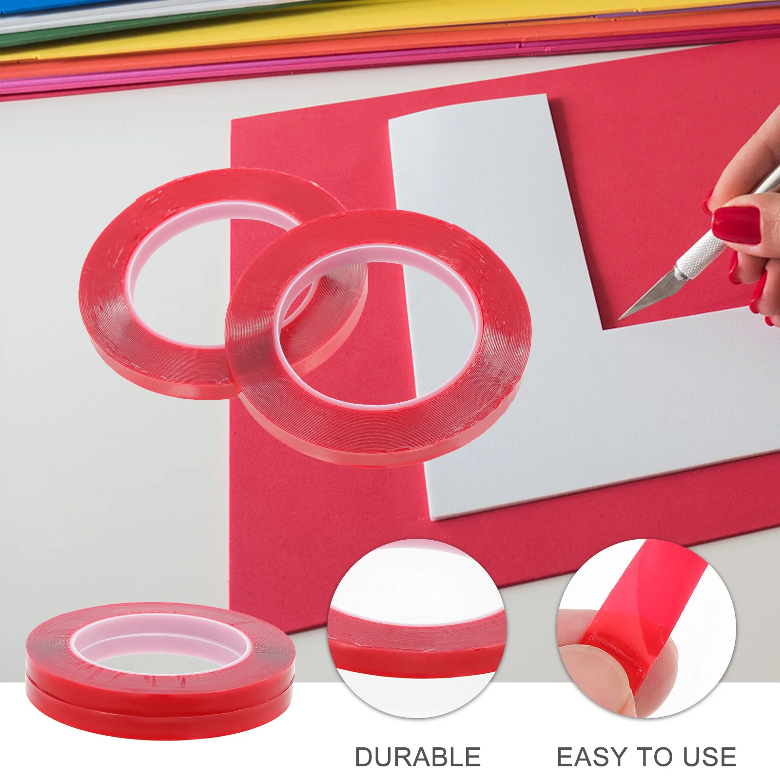 2 لفات من الشريط الشفاف على الوجهين للوحة عرض الأظافر، أكريليك قوي، سهل الاستخدام، مثالي للتقليم الاحترافي #2