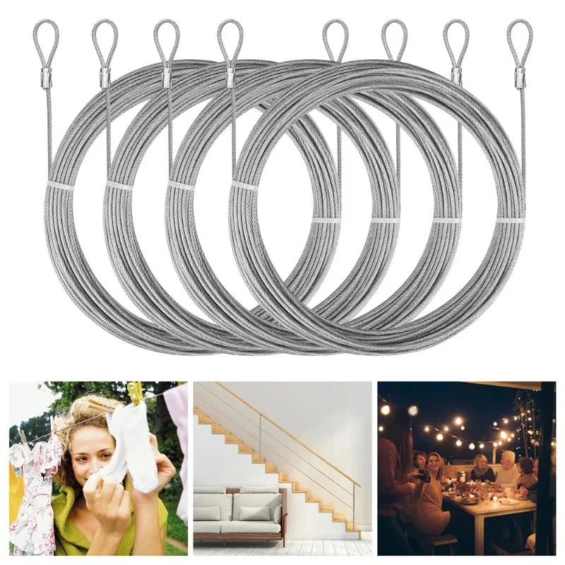 Stainless Steel Wire Cable Canopy Rope Kit Sun Shade Sail Installation Hardware Set Outdoor Awning Tension Cord Accessory