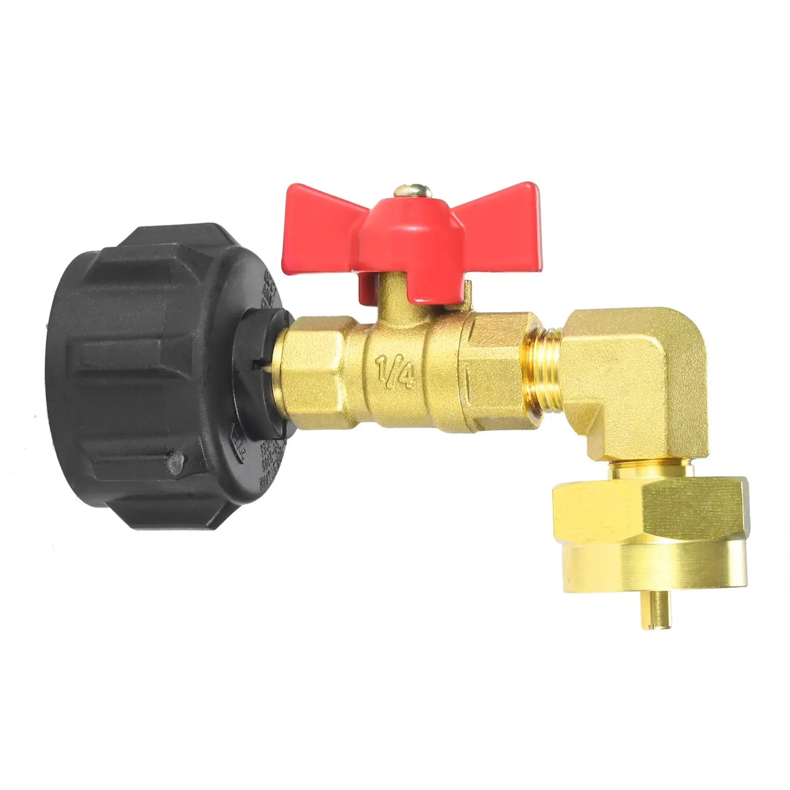 Safest QCC1 Propane Refill Elbow Adapter with ON-Off Control Valve LP Gas Refill Fits for All Camping Grill 1 LB Tank Cylinder