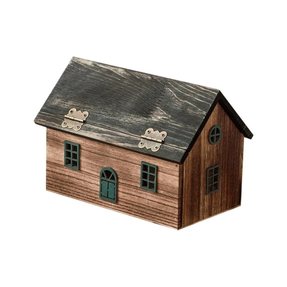 

Eco-Friendly Retro Wooden House Tissue Box Waterproof Handmade Solid Wood Paper Box Simple Decorative Storage Box Table Display
