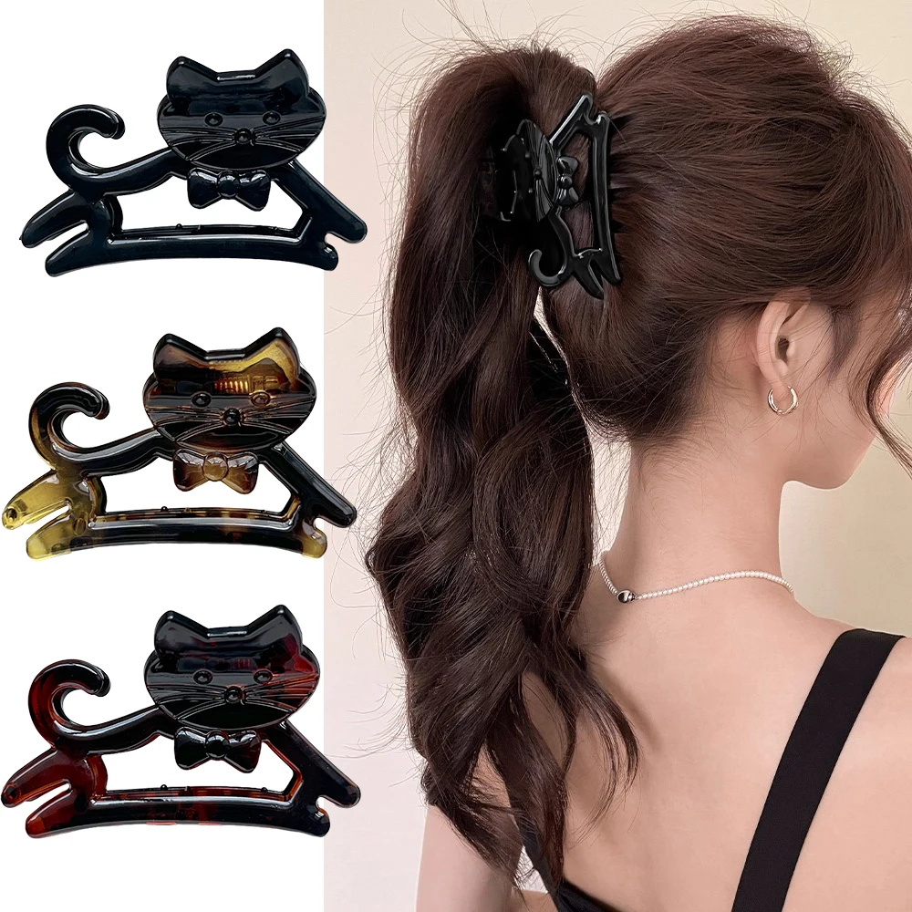 الكورية لطيف الكرتون القط الاكريليك مشبك شعر السلطعون مشبك شعر القرش القط المشابك دبوس الشعر أغطية الرأس للنساء فتاة إكسسوارات الشعر #2