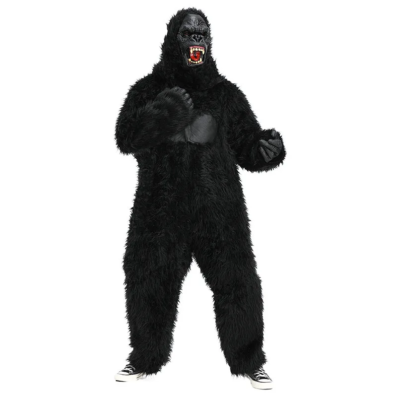 Black Men Chimpanzee Cosplay Adult Halloween Ape Animal Costumes Purim Carnival Parade Stage Role Play Nightclub Bar Party Dress