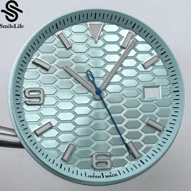 SmileLife 33.8 مللي متر Land-Dweller ساعة معقمة قرص أخضر مضيء مع حلقة تناسب NH35 ساعة يد تعمل بالحركة الأوتوماتيكية اكسسوارات