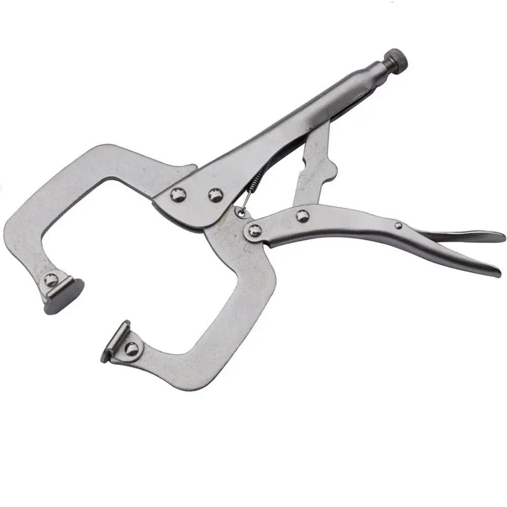 MacWork 11 inch Heavy Duty Locking C-Clamp with Swivel Pads Wide Mouth Welding Locking Pliers C-Type Vise Grip Tools