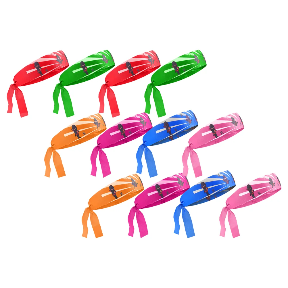 12 Pcs Headband Football Ninja Kids Headbands Moisture Absorption Running Bandana