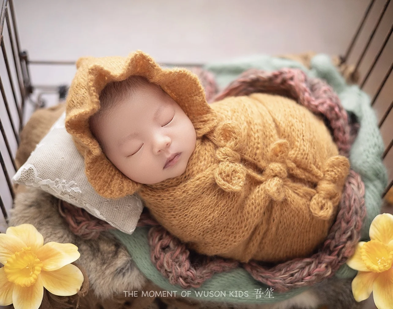 الوليد التصوير الدعائم اليدوية محبوك التفاف عقال لطيف الدمى القرع مجموعة للطفل استوديو التقاط الصور الملابس والاكسسوارات