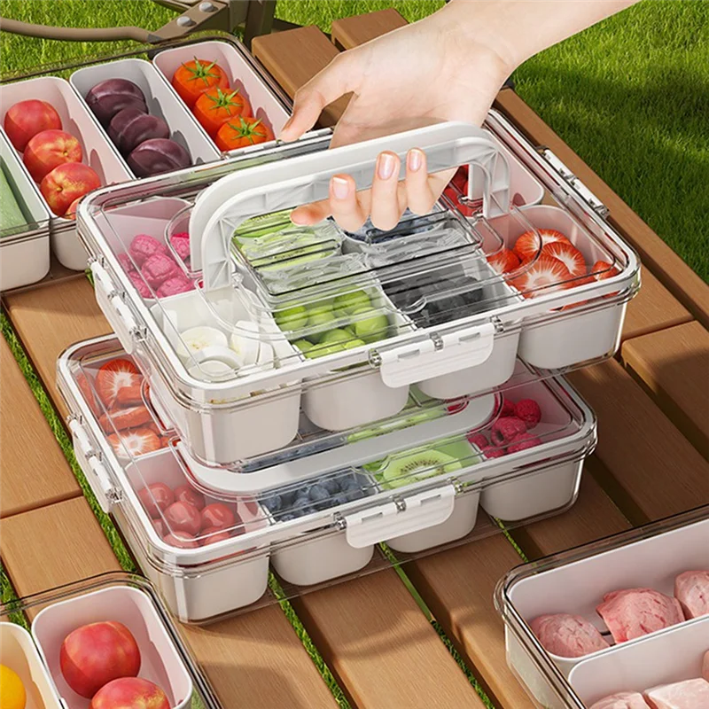 

A84Z-Multi-Compartment Food Storage Box Food Box Container Transparent Refrigerator Finisher Plastic Food Storage