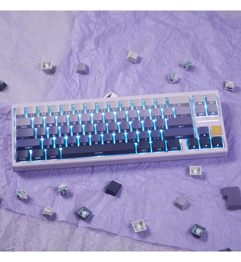 Keycap Personalized keycap 136 keys Polar Day PBT two-color injection molding Original side transparent blue/green/pink