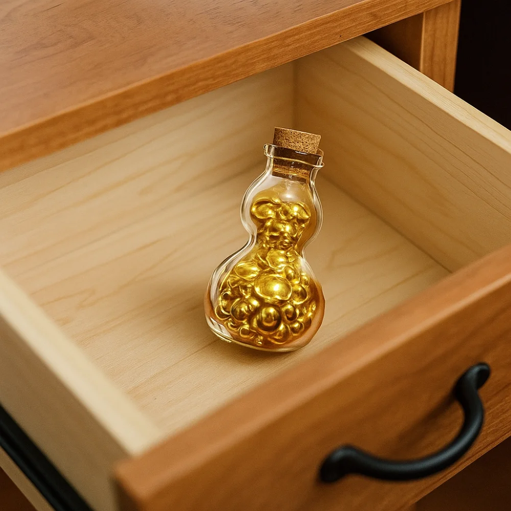 

Cute Transparent Gourd Shaped Gold Bean Bottle Lightweight Visible Glass Money Jar Decorative Saving Box Desktop