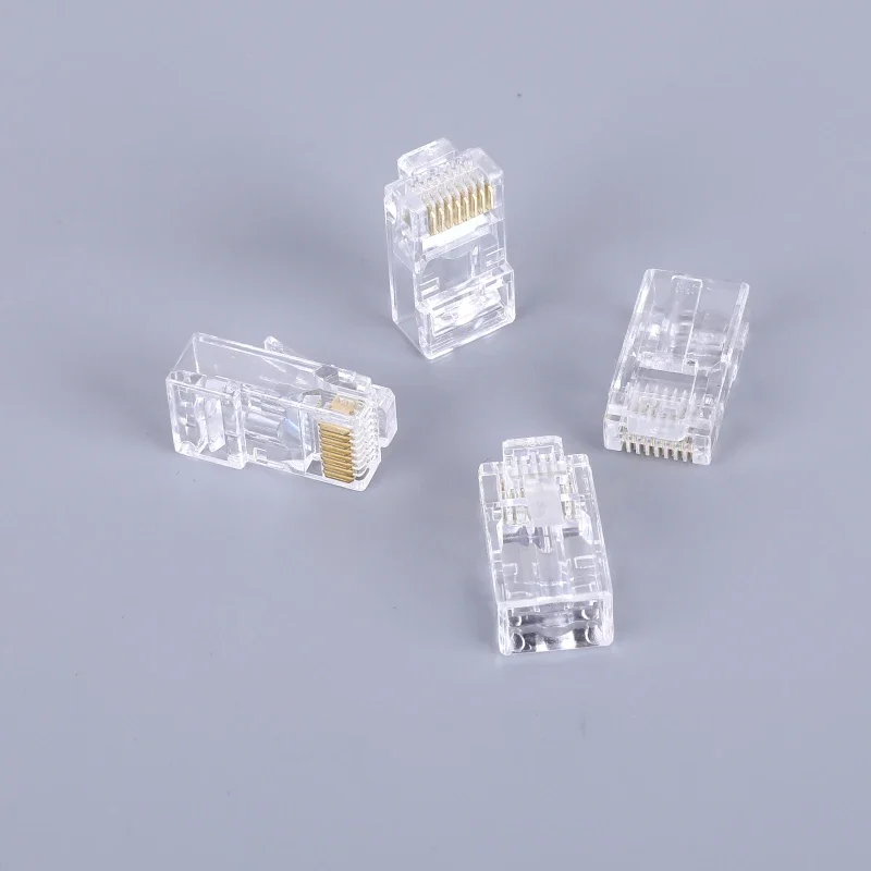 Crystal Metal CAT5e RJ45 Connector 8P8C Modular Ethernet Cable RJ 45 Ends Ethernet Cable Crimp Connectors UTP Network Plug