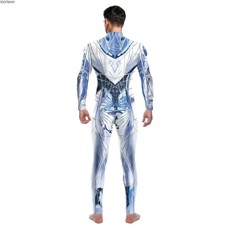 IOOTIANY 3D Print Men Zentai Suit Women Sexy Bodysuit Couple Reflect Pattern Catsuit Back Zipper Cosplay Costume Party Clothes