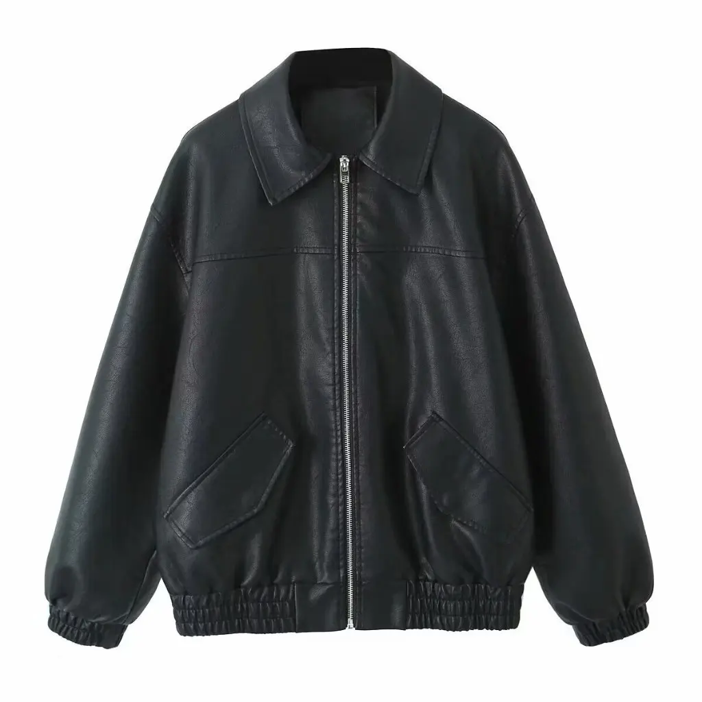 Chaqueta de cuero lavada con agua para mujer, moda europea y americana, prendas de vestir exteriores de manga larga, nuevo estilo de primavera L4Y20535