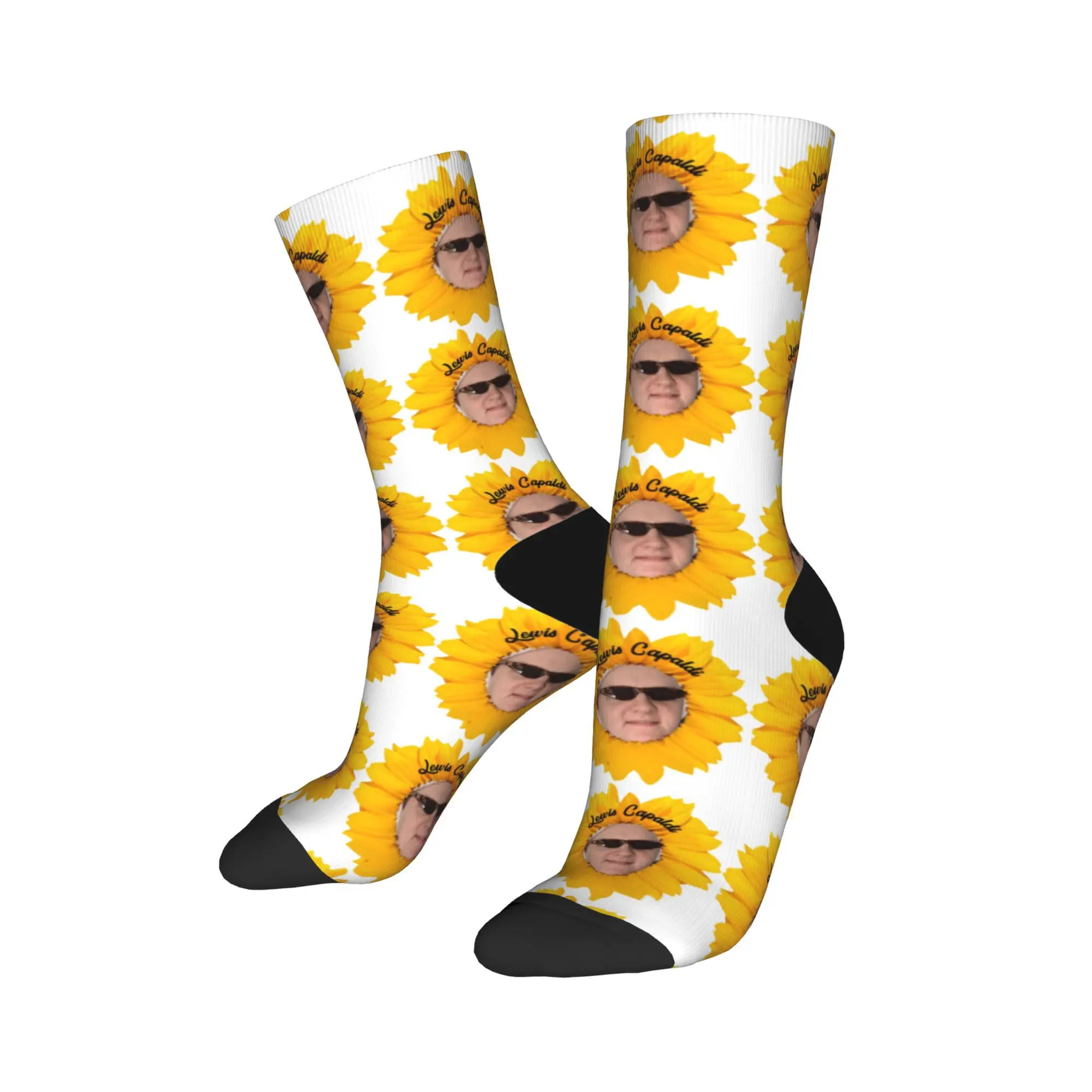 Cantor lewis c-capaldi meias de girassol primavera meias novidade mulheres homens meias de qualidade design escalada meias antiderrapantes