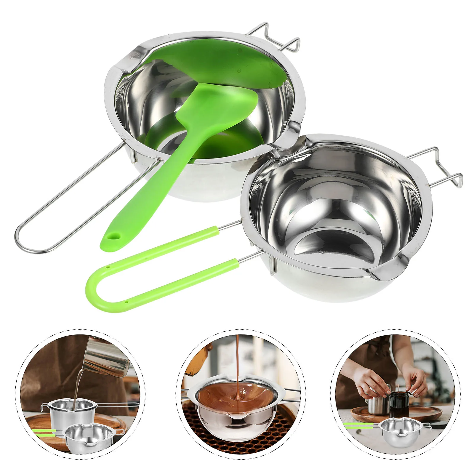 

Chocolate Melting Pot Stainless Steel Kitchen Gadget Wax Cheese Butter Melting Bowl Easy Clean Two
