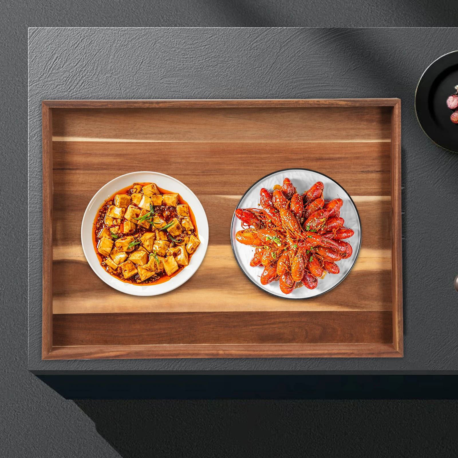 

Wood Color Rectangle Acacia Wood Stove Cover Cooktop Protector Modern Style Polishing Grinding Oil-wiping