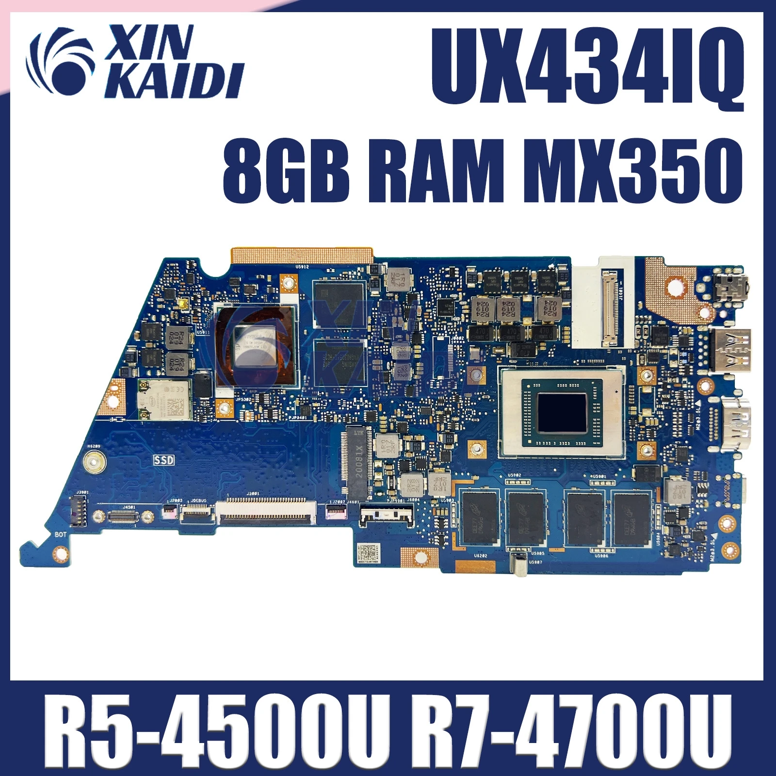 

UX434IQ Mainboard For Asus Zenbook 14 UX434IQ Q407IQ UX434I UX434 Laptop Motherboard with R5-4500U R7-4700U CPU 8GB RAM MX350