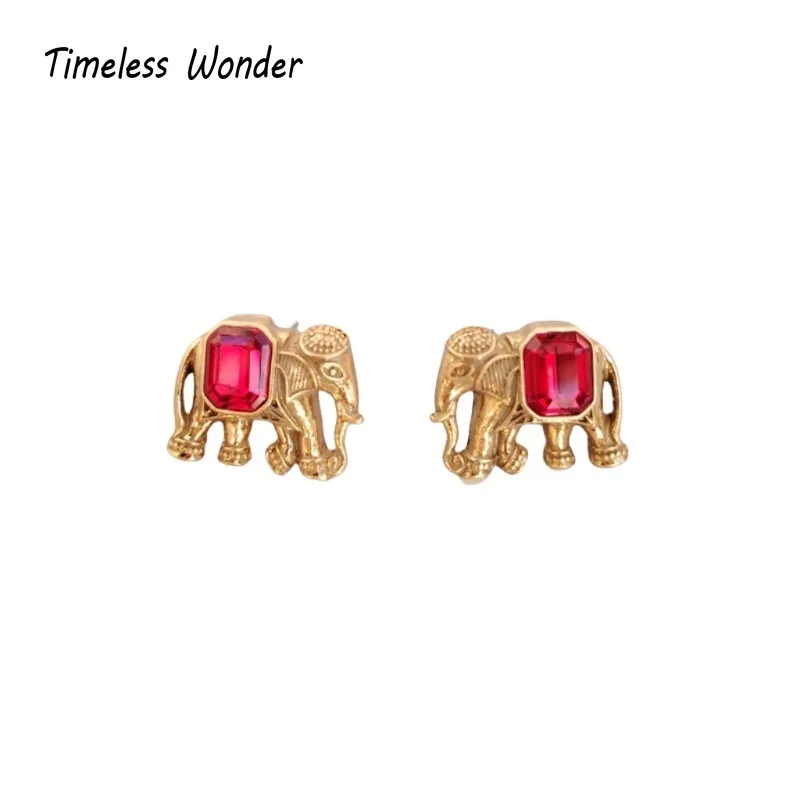 Timeless Wonder Retro Zircon Elephant Jewelry Sets for Women Luxury Stud Earrings N Necklace Fancy Gift Top Prom Medieval 7564