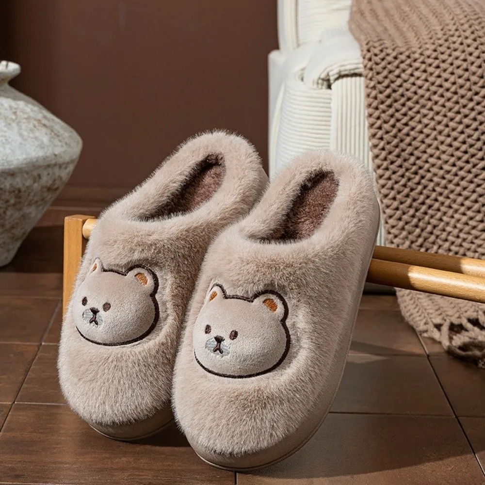 Cartoon Plush Sheep Slippers Goat Year Fluffy Texture Autumn Winter Slippers Non-Slip Sole Cotton Sandals Women Men Slipper