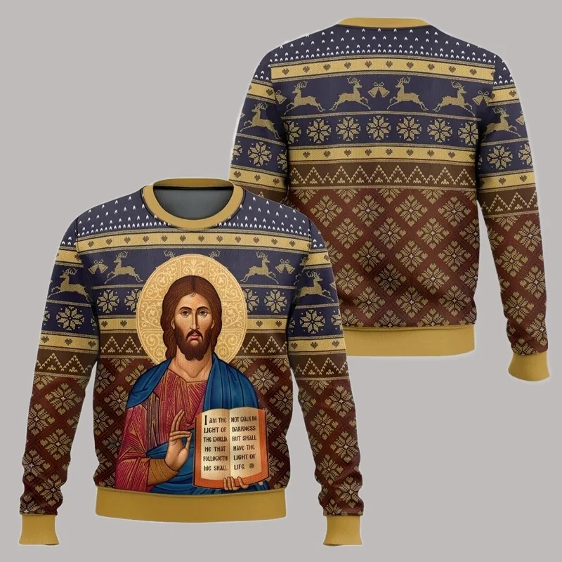 الرجال النساء القبيح عيد الميلاد البلوز يسوع سترة ثلاثية الأبعاد مطبوعة الأرثوذكسية الجرافيك البلوزات القمم ملابس جديدة للجنسين دروبشيبينغ #6