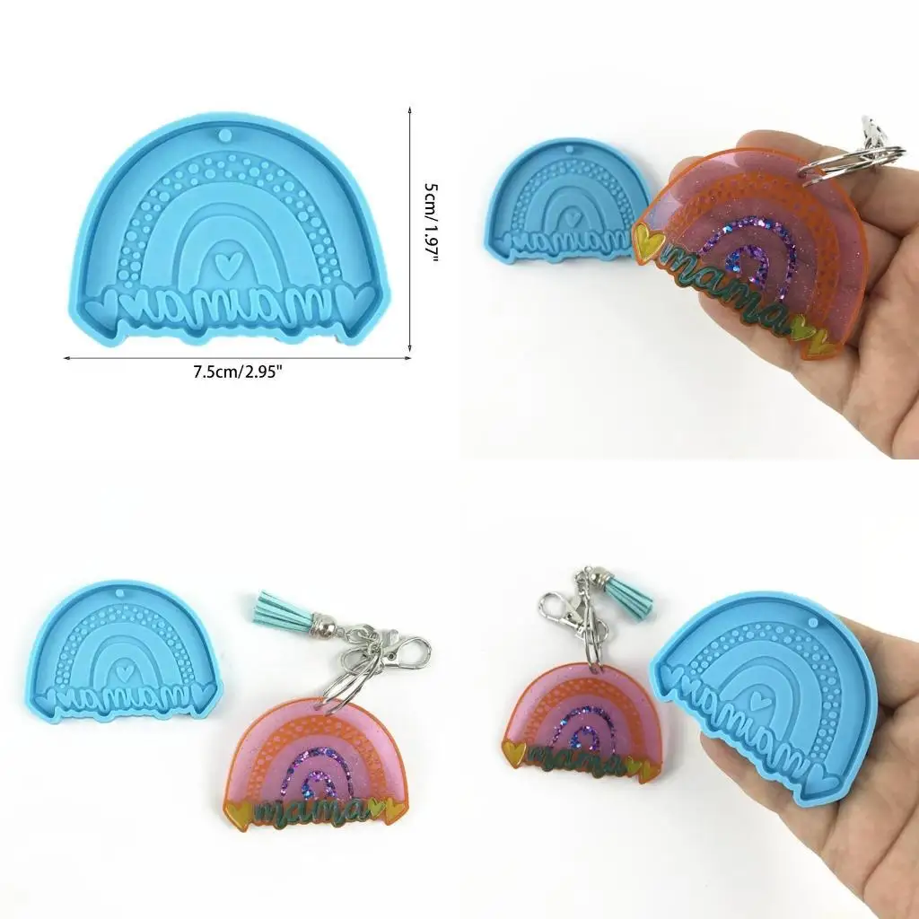 

31BF Rainbow Mom Keychain Resin Mold Hanging Pendant Silicone Mould DIY Crafts Mold