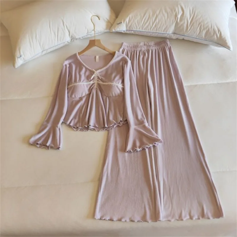 

Spring Autumn Island Velvet Butterfly with Chest Pad Loungewear Warm Suit Winter New Pajamas Women's Daughter Gold Lace French