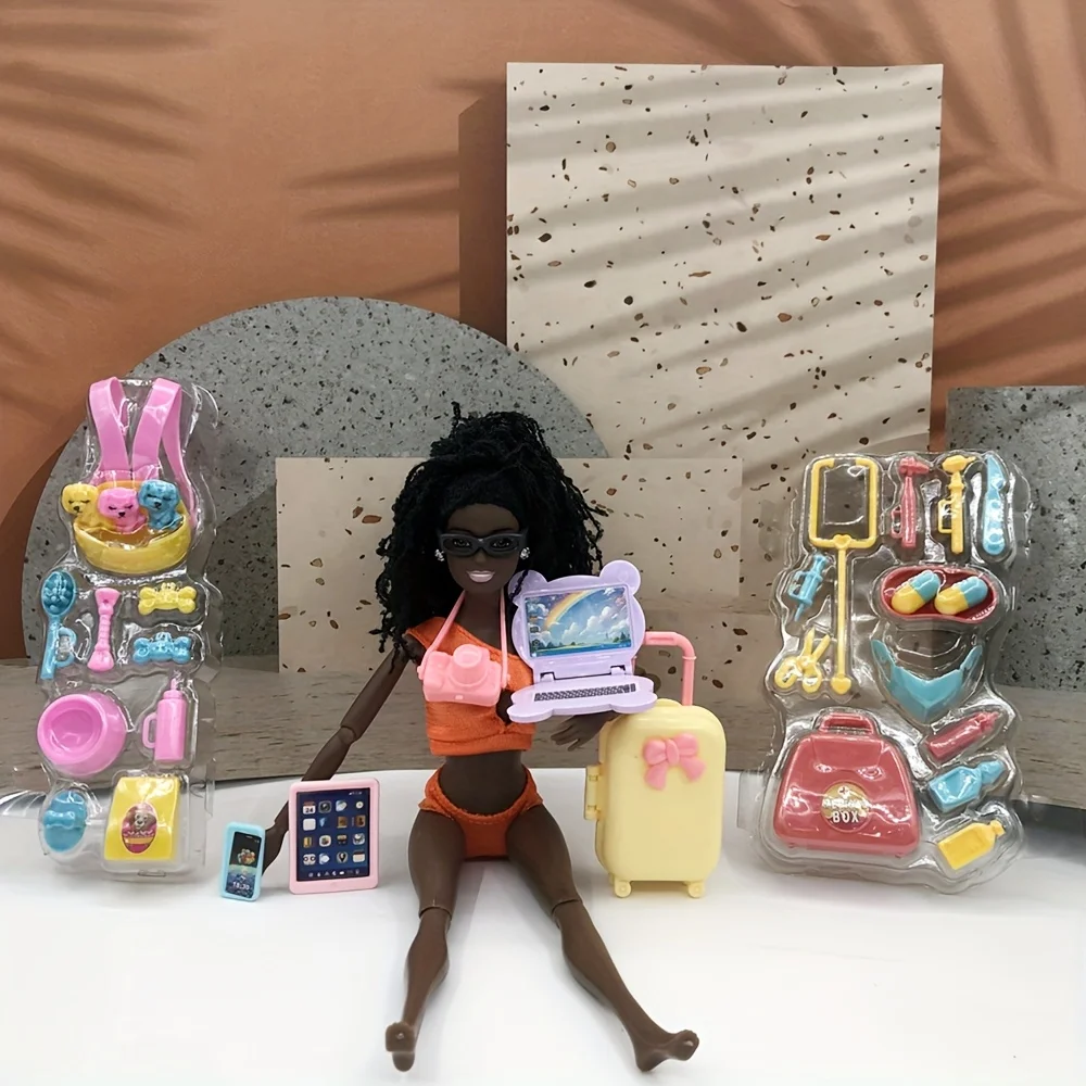 

31 piece set of 30cm doll accessories, doctor set, office set, dog walking set, scene decoration toy accessorie