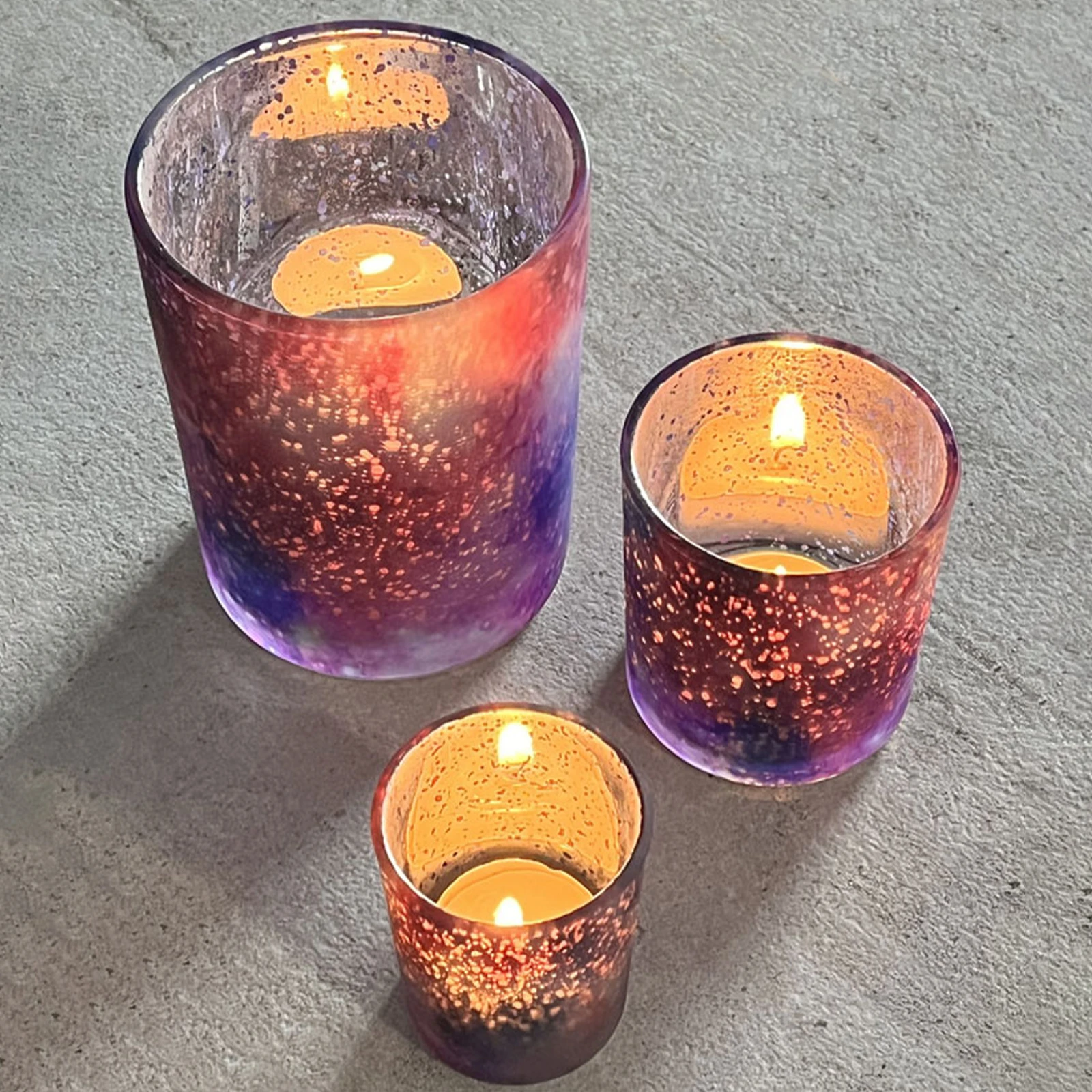 3pcs Candle Holders Empty Cup Candles And Candlesticks Glass Silver Blue Purple Colorful Starry Sky DIY