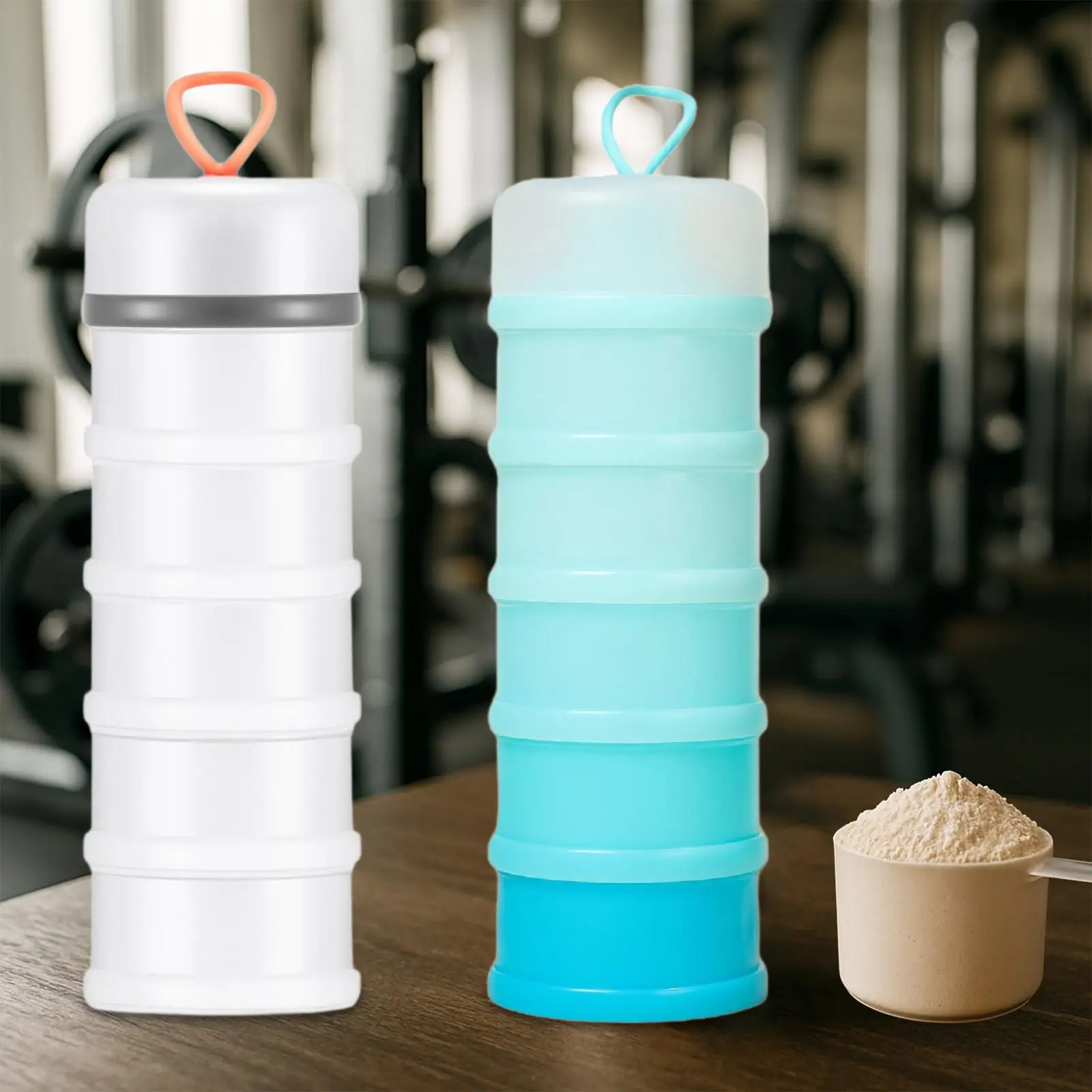 2Pcs Protein Powder Bottle Portable Health Funnel Medicine Box Container Fitness Supplement for Outdoor Office Sport Storage