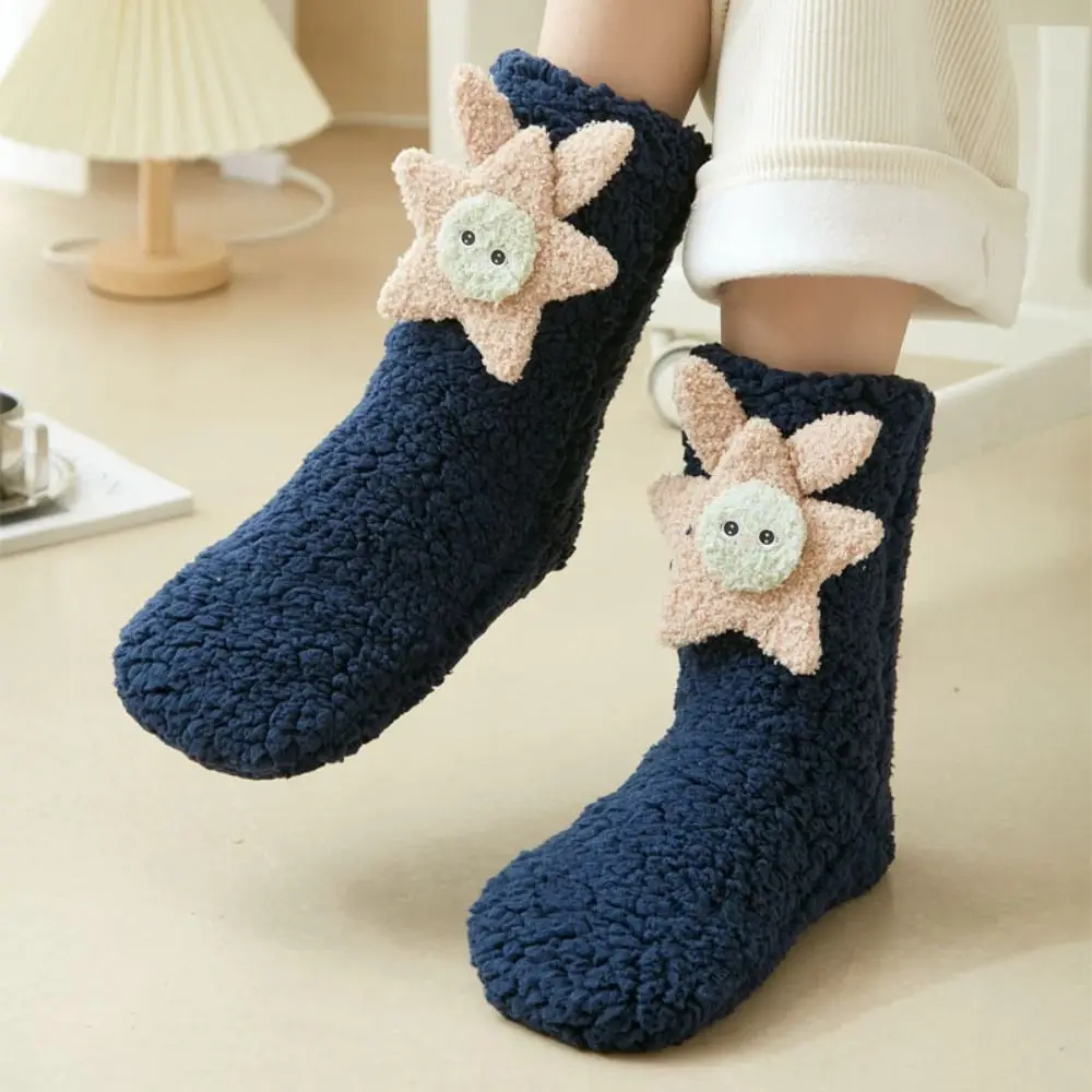 

Funny Star Funny Tube Socks Cartoon Mid-Calf Floor Stockings Women Hosiery Thicken Warm Coral Fleece Socks Gifts