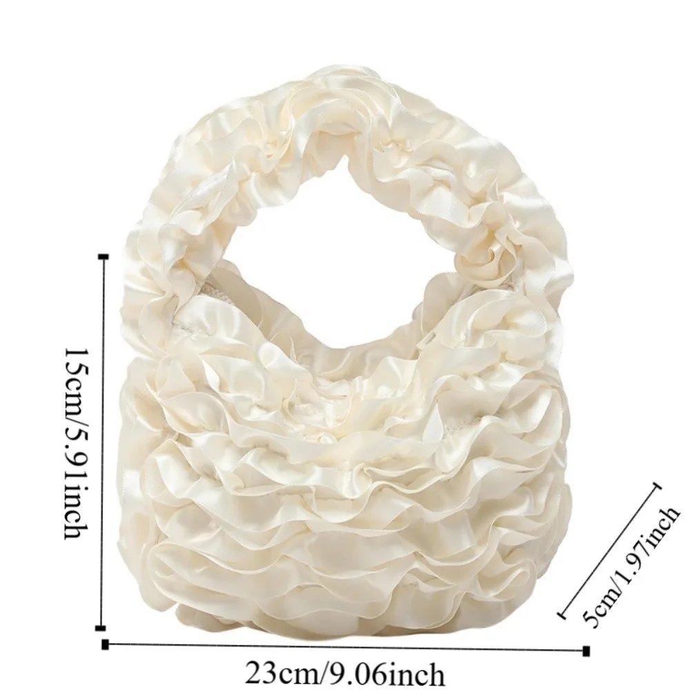 أزياء حلوة الحلو بتلات الورد حقيبة يد أنيقة لينة ضوء الدانتيل مطوي حقيبة أعلى مقبض Ruched سحابة الزهور حمل الحقائب التسوق