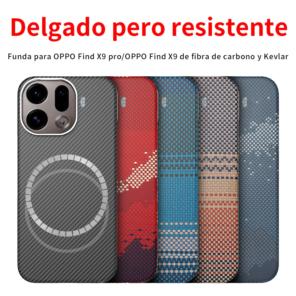 For oppo find x9 pro/oppo find x9 case 600d carbon aramid fiber kevlar fabric thin hard cover magnetic balck Slim light red