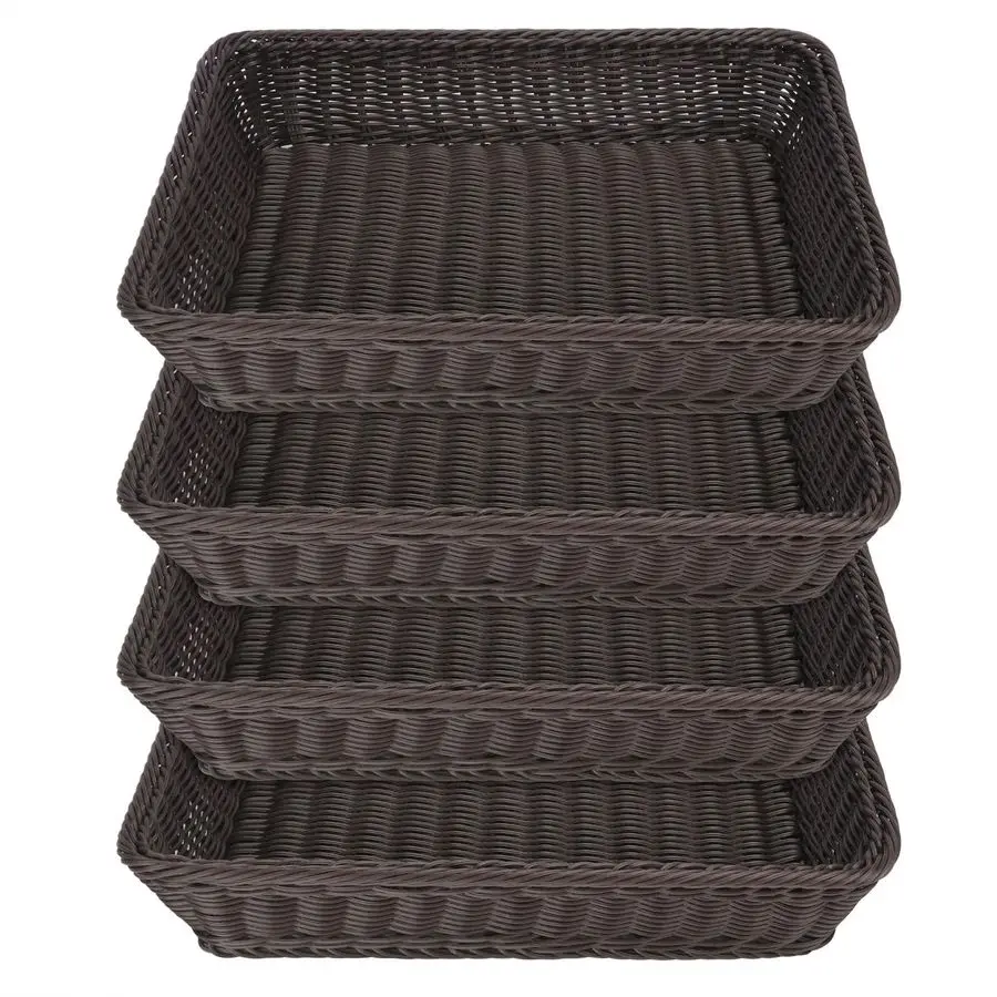 

Wicker Baskets 4 Pack 16 inch Coffee Large Wicker Baskets Storage Rustic, Durable amp EasyCleaning Bread Baskets, for Home, Rest