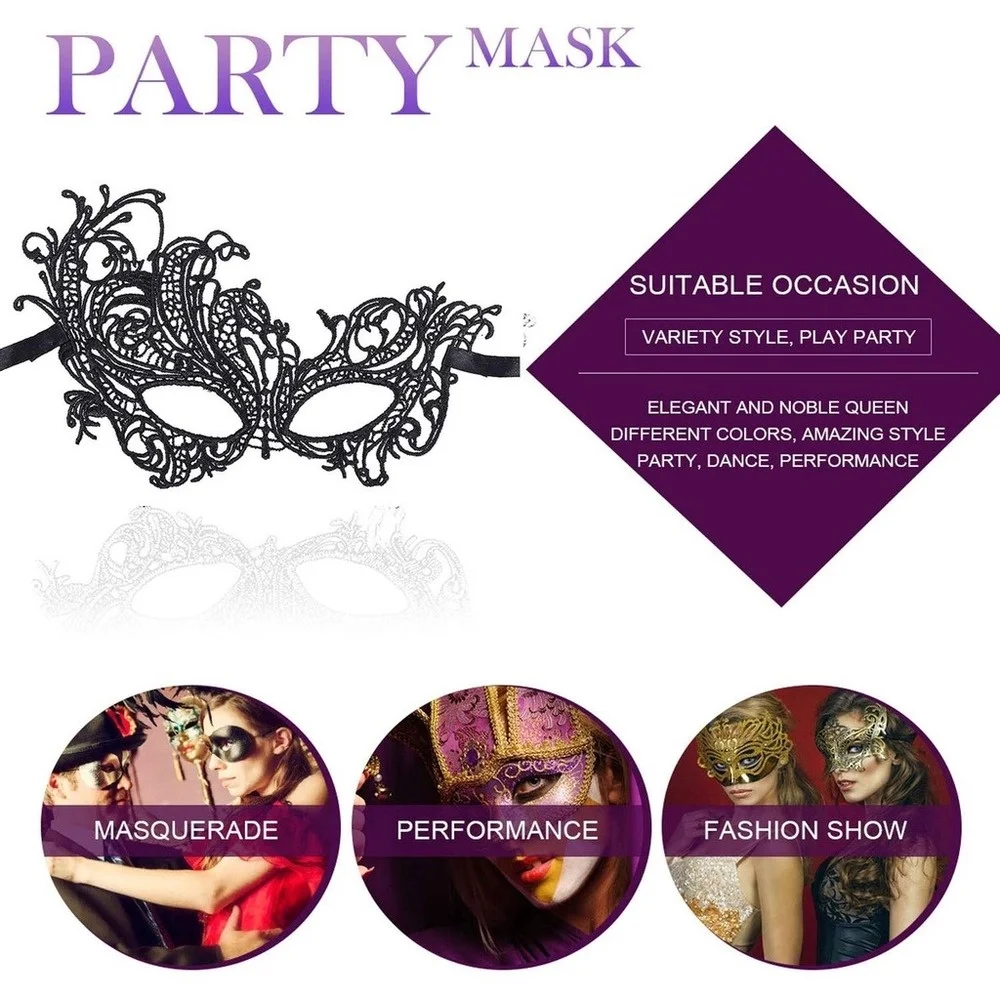 1pcs Simple Sexy Masquerade Mask Women Party Mask Pretty Elegant Lady Lace Masquerade Halloween Mardi Gras Decor - view 5