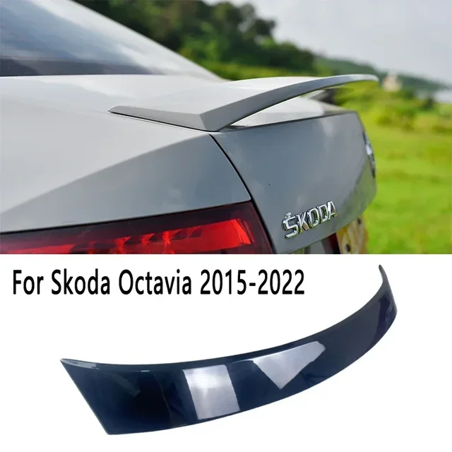 Dla Skoda Octavia MK3 2015-2020 Sedan RS Style Rear Spoiler Wing Rear Boot Roof Lip Spoiler Cap Baodykit Tuning Glossy Black