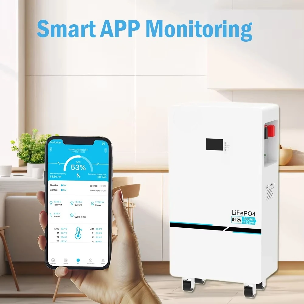 2025 منتج جديد 51.2V 48V 280Ah 300Ah 14kWh 15kWh Lifepo4 بطارية ليثيوم أيون الشمسية نظام تخزين الطاقة المنزلية المثبتة على الأرض