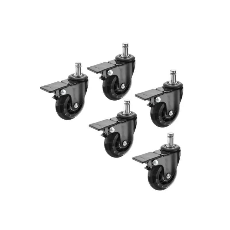 5 Packs 2.5 Inch Black M11 Pu Transparent Wheel 11mm Office Chair Universal Brake Furniture Caster Small