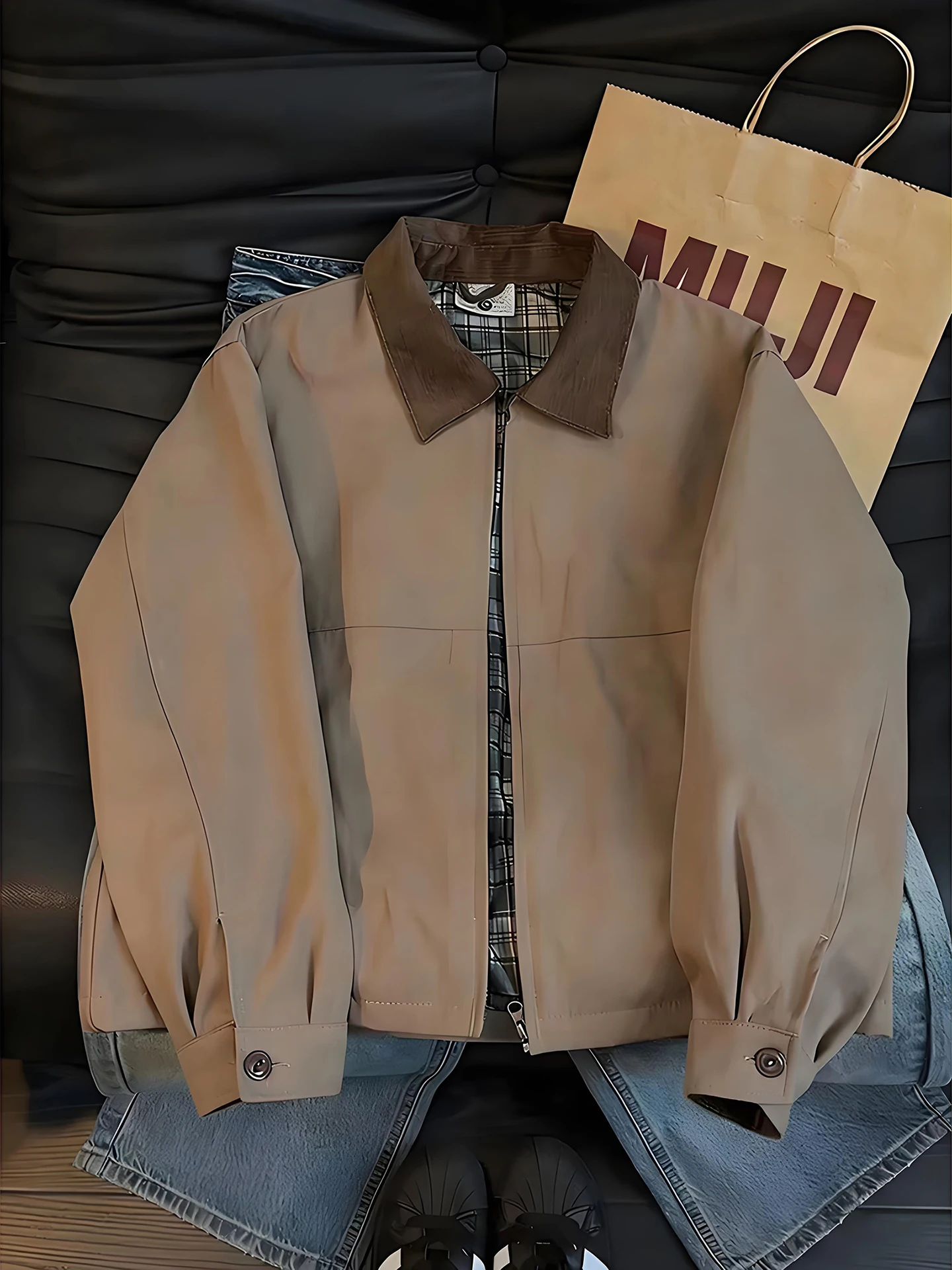 

Мужская весенняя куртка в американском ретро-стиле из канваса, высококачественная, с отложным воротником, в бейсбольном стиле, рабочая одежда, в стиле Детройт, короткое пальто