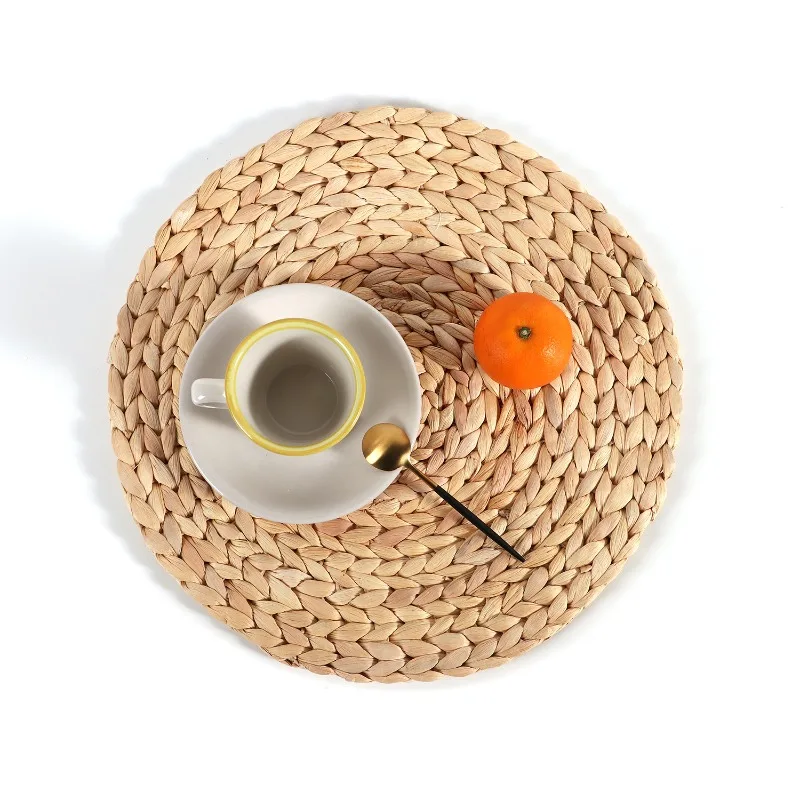 Water Hyacinth Placemat Handmade Woven Grass Mat Household Heat Resistant Coaster Pot Pan Mat Table Decoration Pad