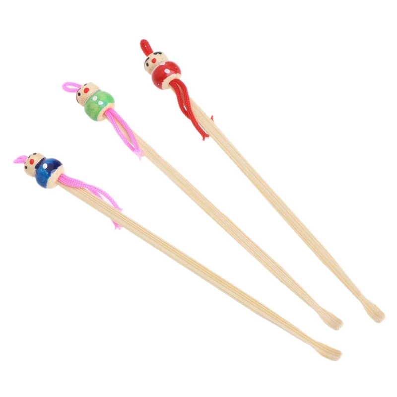 Cuchara de bambú de dibujos animados para muñeca, 10 piezas, limpiadores de cera para los oídos, cuidado seguro del oído