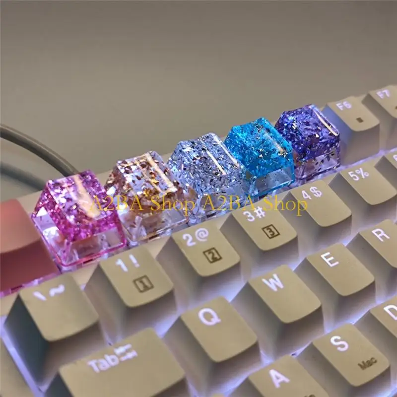 A2BA Resins Keycaps OEM Profile R4S Personality Translucents Foil Design Keycap Replacement for Mechanical Keyboards 1PC
