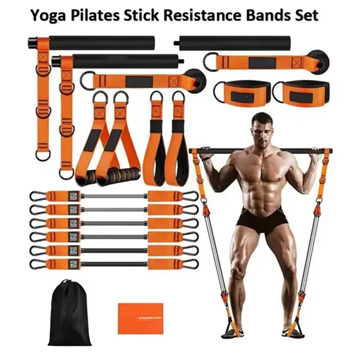 Kit de barra de Pilates con banda de resistencia, banda de asistencia multifuncional para dominadas, juego de palos de Yoga y Pilates para entrenamiento de fuerza en el gimnasio en casa