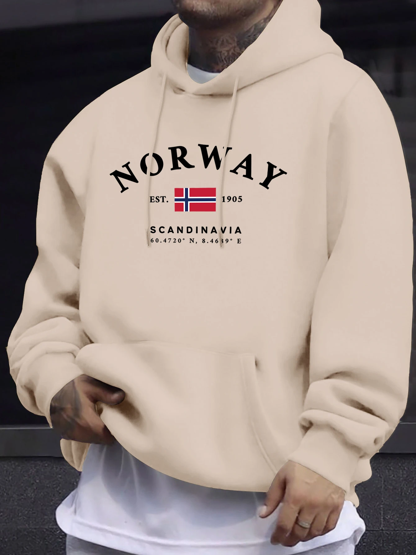 Norwegen Sandinavia Brief Und Flagge Drucken Männer Bequeme Hoodie Fleece Herbst Kleidung Casual Grundlagen Tops Street Fashion Sweatshirt