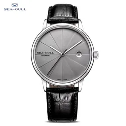 Seagull watch men's watch automatic mechanical watch calendar personality Penrose style belt business ultra-thin watch 6015