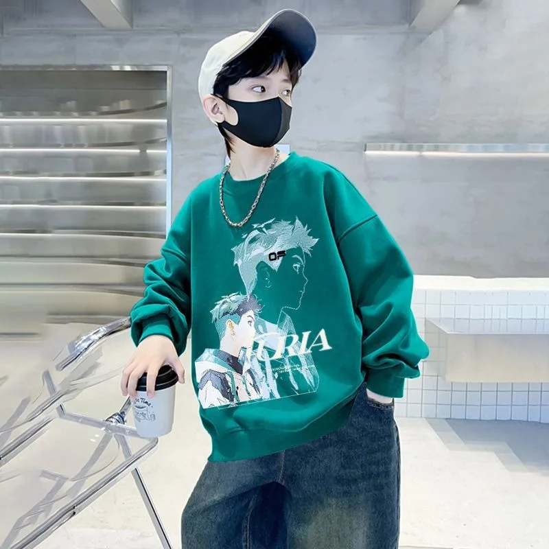 

Boys' 2025 New Arrival Trendy Korean Style Stylish Long Sleeve Sweatshirt for Toddler to Big Kid Spring & Autumn