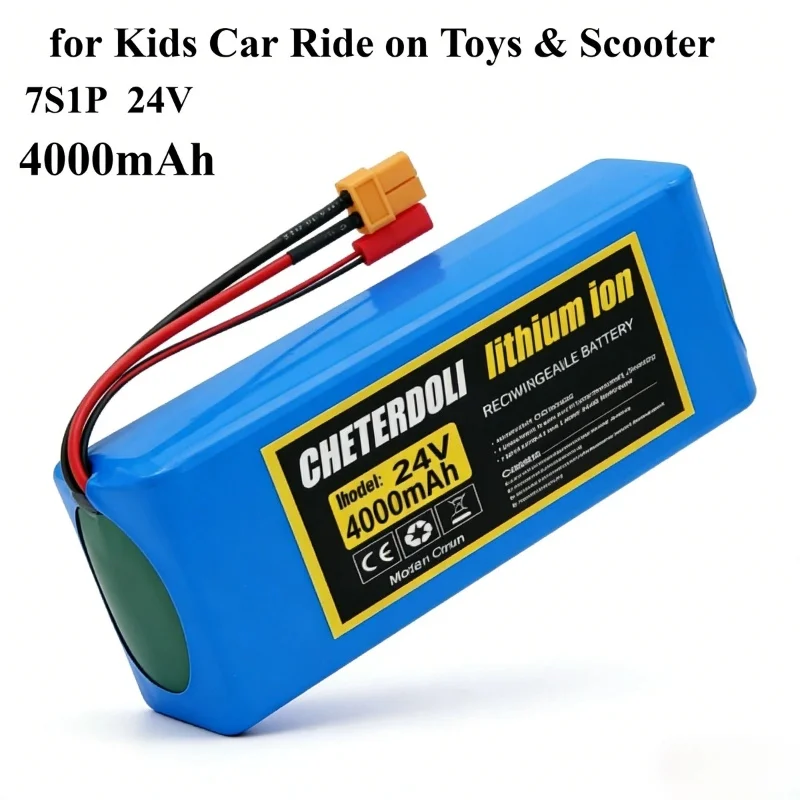 

Rechargeable 24V 6000mAh 7S1P Lithium-ion Battery High Capacity with BMS for Scooter Kids Scooter Replacement Battery